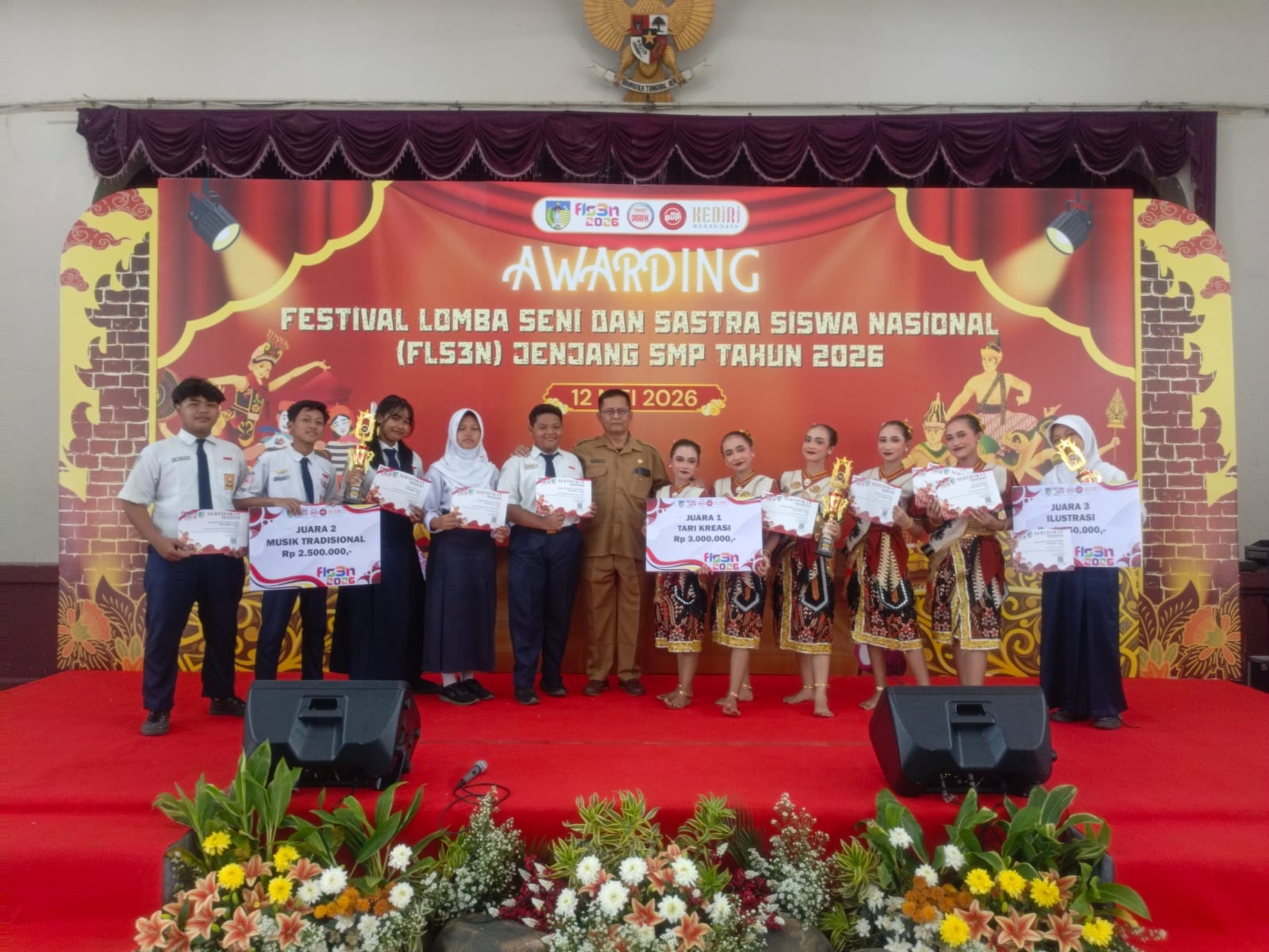 SMPN 1 Kras : Borong Tiga Juara Lomba FLS3N Jenjang SMP Kabupaten Kediri  2026